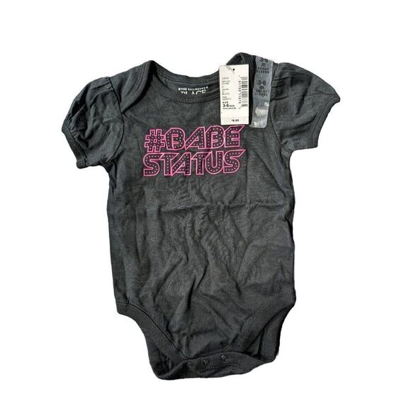 The Children's Place Baby Girls Short Sleeve Bodysuit Black Pink Graphic Tag les - Picture 1 of 3